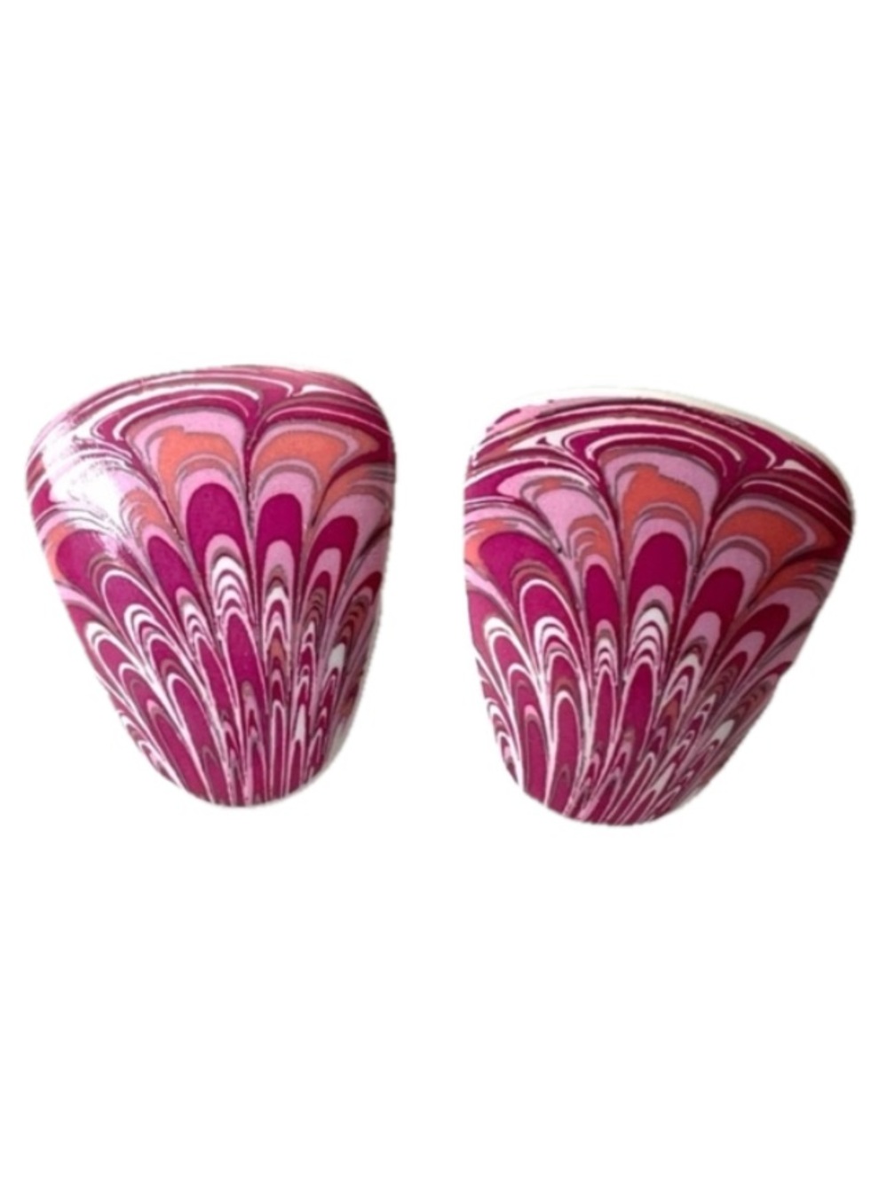 Vintage 90’s Avon Ceramic Enamel Pink Art Swirl Earrings